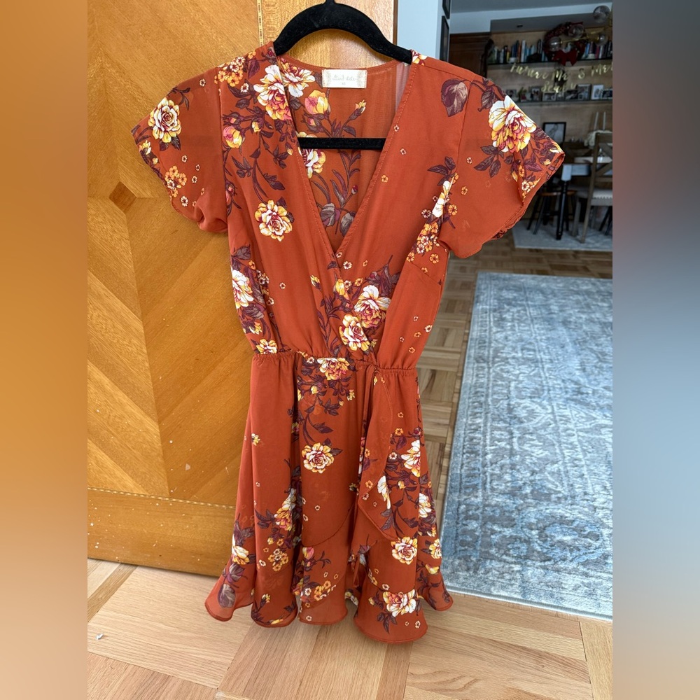 Altar'd State Rust Floral Midi Dress